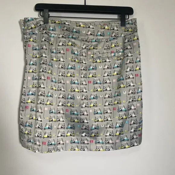 Izod Women's Skort Golf Skirt Tennis White Blue Pink Golf Cart Print Size 8 - Picture 3 of 5